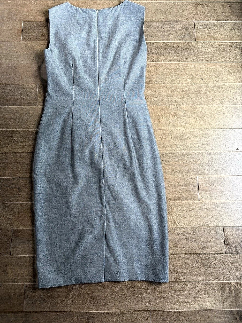 Max Mara Grey Ruched Midi Dress Wool/Silk Blend sz 6-8 - Picture 2 of 5
